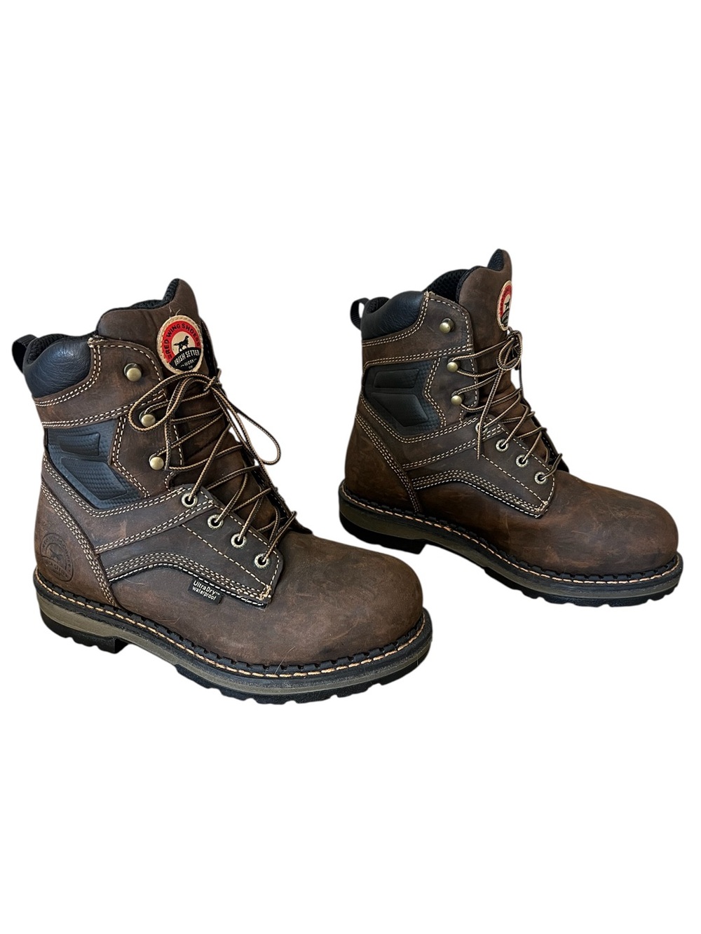 Redwing Irish Setter Leather waterproof work boots steel toe brown size 8.5